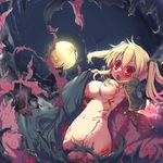  bad_id bad_pixiv_id blonde_hair breasts copyright_request fang kawahara_megumi long_hair looking_at_viewer medium_breasts moon red_eyes solo torn_clothes twintails 