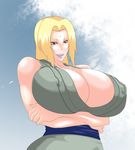  7961_shiki big_breasts blonde_hair breasts cleavage huge_breasts large_breasts lipstick makeup naruto purple_lipstick tsunade 