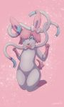  anthro blue_eyes digital_media_(artwork) eeveelution hair kemono nintendo pok&eacute;mon pok&eacute;mon_(species) ribbons sadleen simple_background smile sylveon video_games 