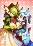  big_breasts blue_hair breasts clothing duo female froslass gardevoir green_hair hair humanoid nintendo pok&eacute;mon pok&eacute;mon_(species) pwcsponson video_games 