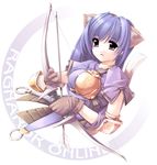  animal_ears archer_(ragnarok_online) arrow blue_hair bow_(weapon) breastplate cat_ears cat_tail jian ragnarok_online smile solo tail weapon 