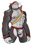  2019 abs anthro bandanna beard biceps boots bracelet butt chaps clothed clothing collar corrupted facial_hair facial_piercing footwear gold_(metal) gold_tooth hyenaface jewelry jockstrap male mammal marine mind_control muscular muscular_male my_hero_academia navel nipple_piercing nipples nose_piercing nose_ring pecs piercing pinniped portrait seal selkie_(my_hero_academia) simple_background skimpy skull_and_crossbones smile solo spiked_bracelet spiked_collar spikes three-quarter_portrait tight_clothing underwear whiskers white_background 