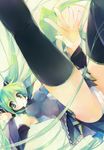  :o bad_id bad_pixiv_id breasts covered_nipples detached_sleeves green_eyes green_hair hatsune_miku headset long_hair medium_breasts necktie panties pantyshot skin_tight skirt solo thighhighs twintails underwear very_long_hair vocaloid yudesoba 