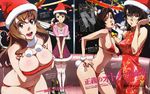  :d absurdres adjusting_hair alcohol antlers armpits bandeau bell bikini black_eyes black_hair blue_eyes blush bob_cut bottle breast_hold breasts brown_hair bunny_tail china_dress chinese_clothes choker christmas cleavage crop_top curvy dress embarrassed endou_shizuna finger_to_mouth flat_chest fur green_eyes hair_ornament hairclip hand_on_hip hat highres kizaki_emi kujou_miu kurogane_no_linebarrel large_breasts leaning_forward lipstick long_hair makeup micro_bikini multiple_girls naughty_face official_art ogawa_yui open_mouth sakazaki_tadashi santa_costume santa_hat scan shiny shiny_clothes short_hair side-tie_bikini sideboob smile standing striped swimsuit tail thighhighs underboob wide_hips wine wristband zettai_ryouiki 