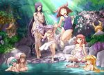  animal_ears barefoot bath braid breast_grab breasts bunny_ears chizumi_(toppara) cleavage feet flower glasses grabbing hair_over_one_eye impossible_towel isora_(toppara) jumping large_breasts legs light_rays long_hair mikage_(toppara) moupii_(hitsuji_no_ki) multiple_girls naked_towel nature nude one-piece_swimsuit onsen sachiko_(toppara) seori_(toppara) shirasawa_sakuya sitting smile sunbeam sunlight suzu_(toppara) swimsuit toppara touka_(toppara) towel twintails very_long_hair water 