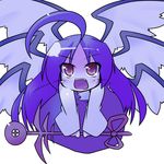  ahoge blue chibi commentary_request fangs long_hair multiple_wings open_mouth purple_eyes purple_skin sariel solo touhou touhou_(pc-98) tsuboraa wings 