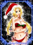  blonde_hair breasts christmas cleavage kei-r large_breasts lingerie naruto naruto_(series) panties santa_costume side-tie_panties solo tsunade underwear 