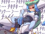  android blush cable kneeling pandora_(rockman) pussy_juice red_eyes rockman rockman_zx solo spread_legs sweat tears tomoshibi_hidekazu trembling 