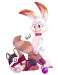  2019 absurd_res anthro band-aid bandage bastion child collar cub fur hi_res male male/male mammal nintendo open_mouth orange_fur penis penis_base pok&eacute;mon procyonid raccoon scorbunny simple_background video_games white_fur young 