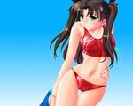 artist_request bikini breasts brown_hair cameltoe covered_nipples fate/stay_night fate_(series) flippers green_eyes jpeg_artifacts long_hair medium_breasts non-web_source solo sports_bikini swimsuit thigh_gap toosaka_rin two_side_up wallpaper wet wide_hips 