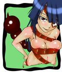  adiane bad_id blue_hair breasts cleavage convenient_censoring eyepatch foreshortening from_above ikkun_(studio_ibusos) long_hair medium_breasts nude red_eyes scorpion_tail solo tail tengen_toppa_gurren_lagann 