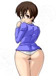  ass bottomless fujioka_haruhi isu looking_back lowres no_panties ouran_high_school_host_club short_hair solo when_you_see_it wide_hips 