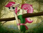  2019 anus bdsm bondage bound butt crashgall cutie_mark dock earth_pony equine eyelashes female feral forest friendship_is_magic grass hi_res horse looking_at_viewer looking_back mammal my_little_pony outside pony presenting presenting_anus presenting_pussy pussy raised_tail rear_view rose_(mlp) solo tree 