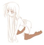  archerko ass breasts fate/stay_night fate_(series) himura_kiseki kneeling long_hair lowres medium_breasts monochrome nude solo tears thighhighs v_arms very_long_hair 