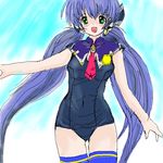  artist_request blue_hair hoshino_yumemi oekaki one-piece_swimsuit planetarian school_swimsuit solo swimsuit thighhighs 