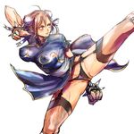  black_panties bow bow_panties bracelet breasts brown_hair bun_cover china_dress chinese_clothes chun-li covered_nipples double_bun dress garter_belt high_kick homex jewelry kicking large_breasts md5_mismatch panties pelvic_curtain sash solo spiked_bracelet spikes street_fighter striped striped_panties thighhighs underwear 