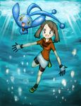  artist_request bike_shorts blue_eyes blush brown_hair gen_4_pokemon gloves happy haruka_(pokemon) lowres manaphy pokemon pokemon_(anime) pokemon_(creature) pokemon_ag pokemon_m09 short_hair underwater water 