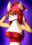  breasts canid canine christmas female fox hat holidays mammal nipple_bulge ollofkyser purple_eyes 