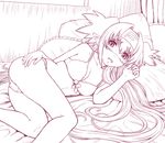  :o ass bangs bed bell blush bow bow_bra bra breasts cleavage clenched_hand embarrassed eyebrows hair_between_eyes hand_on_hip headband indoors klan_klein lace lace-trimmed_bra lineart long_hair looking_at_viewer macross macross_frontier meltrandi miclone minazuki_tsuyuha monochrome on_bed open_mouth panties pillow pointy_ears quad_tails raised_eyebrows sidelocks small_breasts solo thick_eyebrows underwear underwear_only very_long_hair 