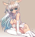  animal_ears bad_id bad_pixiv_id blade_(galaxist) blue_eyes blush breasts copyright_request cow_ears cow_girl elbow_gloves gloves gradient_hair horns long_hair medium_breasts multicolored_hair nipples pubic_hair silver_hair simple_background solo thighhighs torn_clothes 