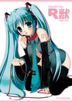  all_fours bad_id bad_pixiv_id blue_eyes blue_hair collar detached_sleeves hatsune_miku headset kojima_saya leash long_hair necktie solo thighhighs twintails very_long_hair vocaloid 