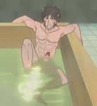  1boy bath brown_hair edit erection highres inuzuka_kiba male_focus naruto naruto_(series) penis sitting solo wet 