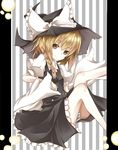  bad_id bad_pixiv_id blonde_hair braid hat kirisame_marisa long_hair panties sasaki_kouhei sitting solo striped striped_panties touhou underwear yellow_eyes 