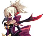  black_sclera blonde_hair bow dark_skin demon_girl disgaea dress harada_takehito huge_bow makai_senki_disgaea_2 official_art pointy_ears rozalin solo strapless strapless_dress yellow_bow zenon_(disgaea) 