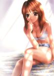  bra breasts cleavage copyright_request dappled_sunlight denim denim_shorts goto_p large_breasts legs lingerie midriff shorts solo sunlight unbuttoned underwear 