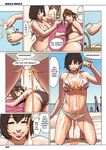  2girls beach bikini breasts english hard_translated kishi_torajiro lying maka_maka ocean on_stomach panties shaking swimsuit translated wet yuri 