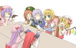  :d ^_^ alice_margatroid bad_id bad_pixiv_id bat_wings blonde_hair blue_eyes blue_hair blush book closed_eyes cup fang flandre_scarlet hairband hat head_wings hong_meiling izayoi_sakuya koakuma long_hair multiple_girls natsuk one_eye_closed open_mouth patchouli_knowledge purple_eyes purple_hair red_eyes red_hair remilia_scarlet ribbon short_hair silver_hair smile tea teacup touhou wings 