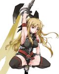  bad_id bad_pixiv_id bardiche blonde_hair energy_sword fate_testarossa gauntlets gloves huge_weapon long_hair lyrical_nanoha mahou_shoujo_lyrical_nanoha_strikers mmm red_eyes solo sword thighhighs twintails weapon 