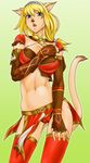  animal_ears blonde_hair blue_eyes breasts cameltoe cat_ears cat_tail cleavage doku_sasori elbow_gloves final_fantasy final_fantasy_xi gloves large_breasts loincloth long_hair mithra solo tail thighhighs 