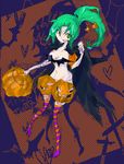  artist_request bandages bat green_eyes green_hair halloween higurashi_no_naku_koro_ni jack-o'-lantern ponytail pumpkin pumpkin_pants socks solo sonozaki_mion thighhighs 