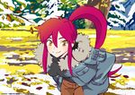  gainaxtop jacket long_hair ponytail red_hair solo tengen_toppa_gurren_lagann yellow_eyes yoko_littner 