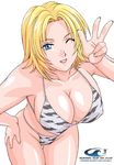  artist_request bikini blonde_hair blue_eyes breasts cameltoe cleavage covered_nipples dead_or_alive large_breasts lips nipples one_eye_closed solo swimsuit thong_bikini tina_armstrong 