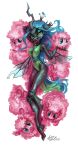  anthro breasts changeling cleavage clothed clothing eyeshadow fan_character female fluffle_puff friendship_is_magic green_eyes green_eyeshadow holivi leotard lying makeup my_little_pony plushie pose queen_chrysalis_(mlp) 