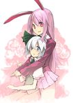  akanagi_youto animal_ears bad_id bad_pixiv_id blush bunny_ears hug konpaku_youmu long_hair multiple_girls pink_eyes pink_hair reisen_udongein_inaba ribbon short_hair silver_hair touhou 