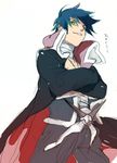  blue_hair crossed_arms garlock_simon green_eyes kanke_(yonkuma) male_focus simon solo tengen_toppa_gurren_lagann trench_coat 