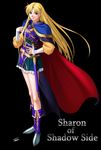  blonde_hair blue_eyes boots cape gloves sharon_(words_worth) solo sword takatan weapon words_worth 