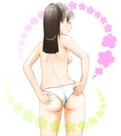  adjusting_clothes adjusting_panties ass back bad_id bad_pixiv_id breasts brown_hair copyright_request long_hair medium_breasts nanahime panties sideboob solo topless underwear 