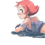  artist_request bandages breasts flat_chest gloves gym_leader lowres oekaki pink_hair pokemon pokemon_(game) pokemon_dppt red_eyes short_hair sideboob simple_background small_breasts solo sumomo_(pokemon) sweat tank_top white_background 