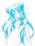  blue character_name china_dress chinese_clothes dated dress long_hair monochrome ranma_1/2 shampoo_(ranma_1/2) solo very_long_hair 