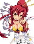  bikini_top breasts cleavage gloves imazon large_breasts leaning_forward long_hair ponytail red_hair solo tengen_toppa_gurren_lagann thighhighs yellow_eyes yoko_littner 