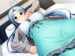  bed blue_hair foreplay glasses nitroplus school sumaga uniform 