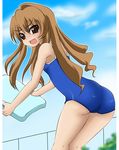  aisaka_taiga bad_id bad_pixiv_id brown_eyes brown_hair competition_school_swimsuit highres long_hair masakichi_(heppouku) one-piece_swimsuit school_swimsuit solo swimsuit toradora! very_long_hair 
