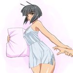  antenna_hair artist_request assertive brown_eyes camisole dragging ghost_sweeper_mikami lingerie looking_at_viewer lowres luciola negligee open_mouth pillow pov see-through short_hair silver_hair solo_focus underwear 