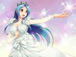  blue_hair breasts cleavage dress glasses long_hair nitroplus orange_eyes princess solo sumaga tiara tsuji_santa 