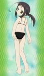  adjusting_clothes adjusting_swimsuit back barefoot bikini binzume_yousei black_hair green_eyes highres hororo screencap solo stitched swimsuit third-party_edit 