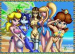  animal_ears beach big_head bikini furry krystal nintendo outside princess_daisy princess_peach princess_zelda samus_aran swimsuit tagme tail volleyball 